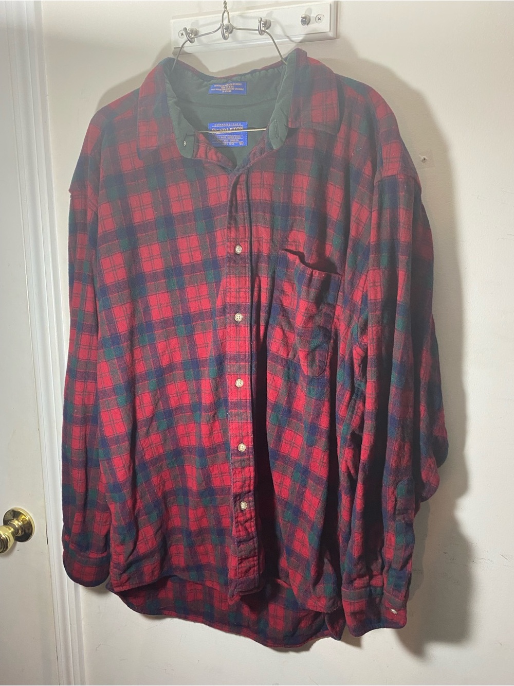 Pendleton Red and Green Plaid Flannel Shirt Jacket